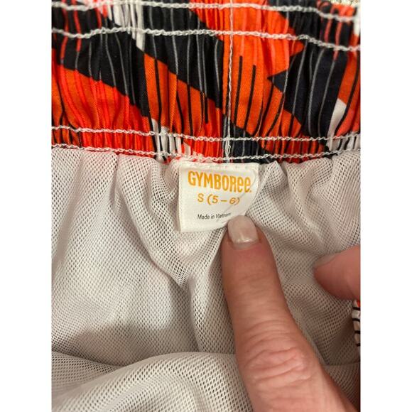 Gymboree Boy Geometric Pattern Orange Swim Trunk Board Shorts, 5-6 - Picture 3 of 4